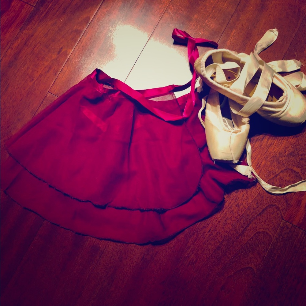 Burgundy Dark Red Ballet Wrap Chiffon Skirt Kids